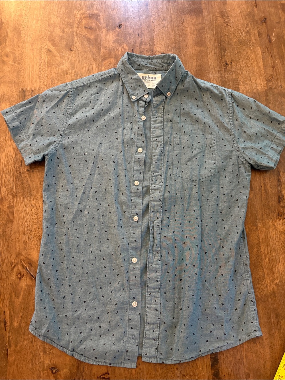 Urban Pipeline green/blue button down